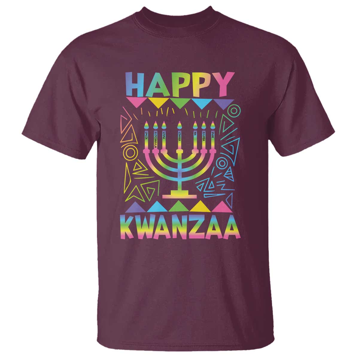 Happy Kwanzaa T Shirt Christmas African American Heritage Holiday Kinara Mazao - Wonder Print Shop