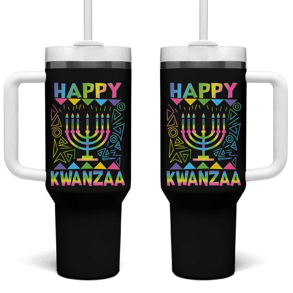 Happy Kwanzaa Tumbler With Handle Christmas African American Heritage Holiday Kinara Mazao - Wonder Print Shop