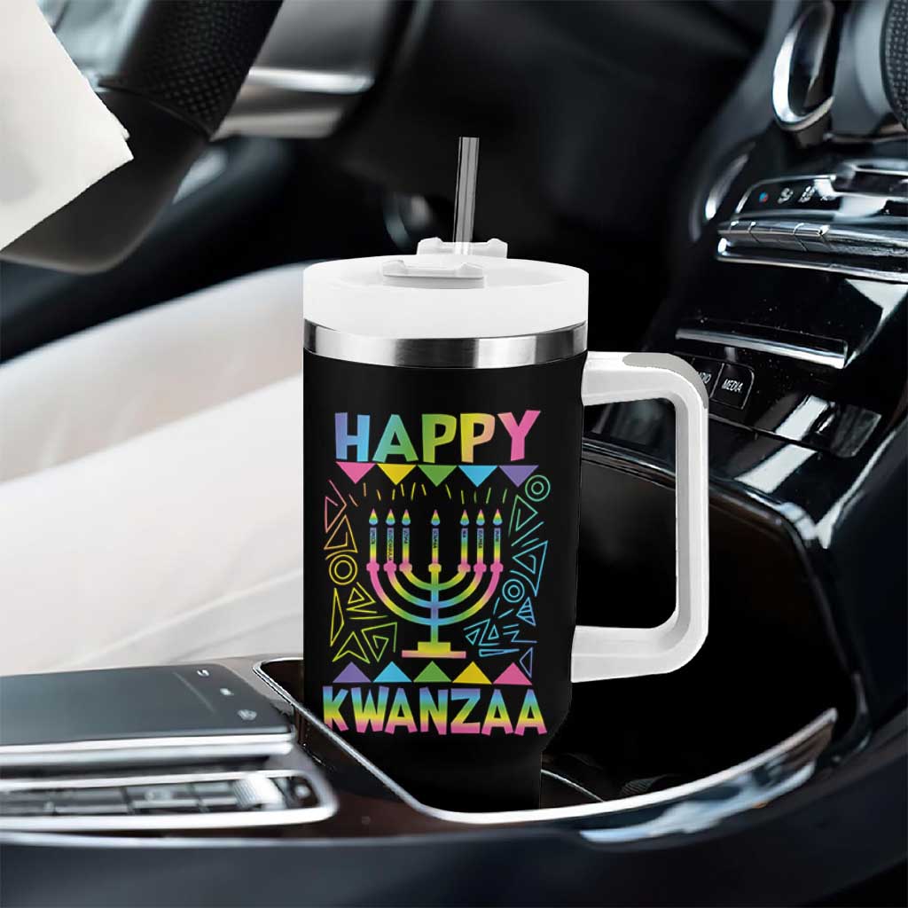 Happy Kwanzaa Tumbler With Handle Christmas African American Heritage Holiday Kinara Mazao - Wonder Print Shop