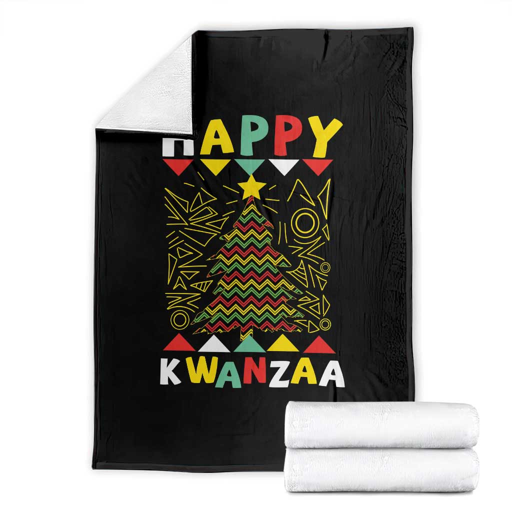 Happy Kwanzaa Christmas Throw Blanket African American Holiday Christmas Tree - Wonder Print Shop