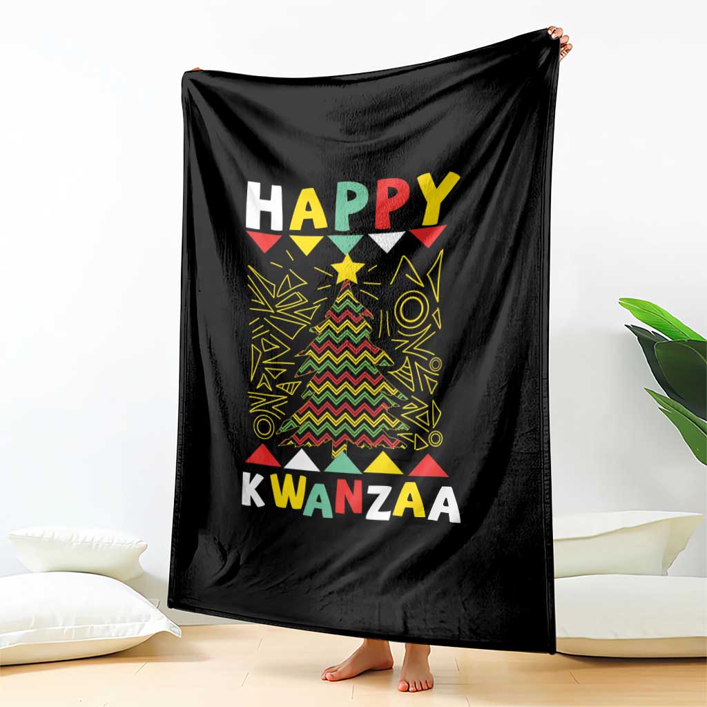 Happy Kwanzaa Christmas Throw Blanket African American Holiday Christmas Tree - Wonder Print Shop