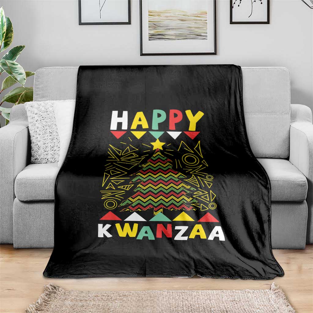 Happy Kwanzaa Christmas Throw Blanket African American Holiday Christmas Tree - Wonder Print Shop
