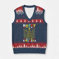 Happy Kwanzaa Xmas V-Neck Knit Sweater Vest African American Holiday Xmas Tree - Wonder Print Shop