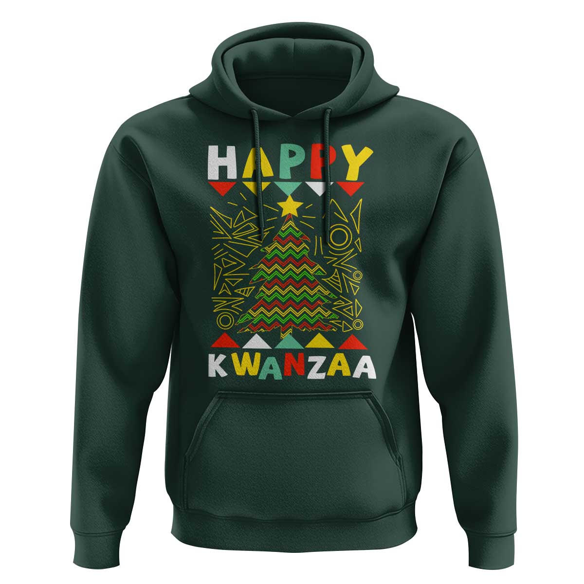 Happy Kwanzaa Christmas Hoodie African American Holiday Christmas Tree - Wonder Print Shop