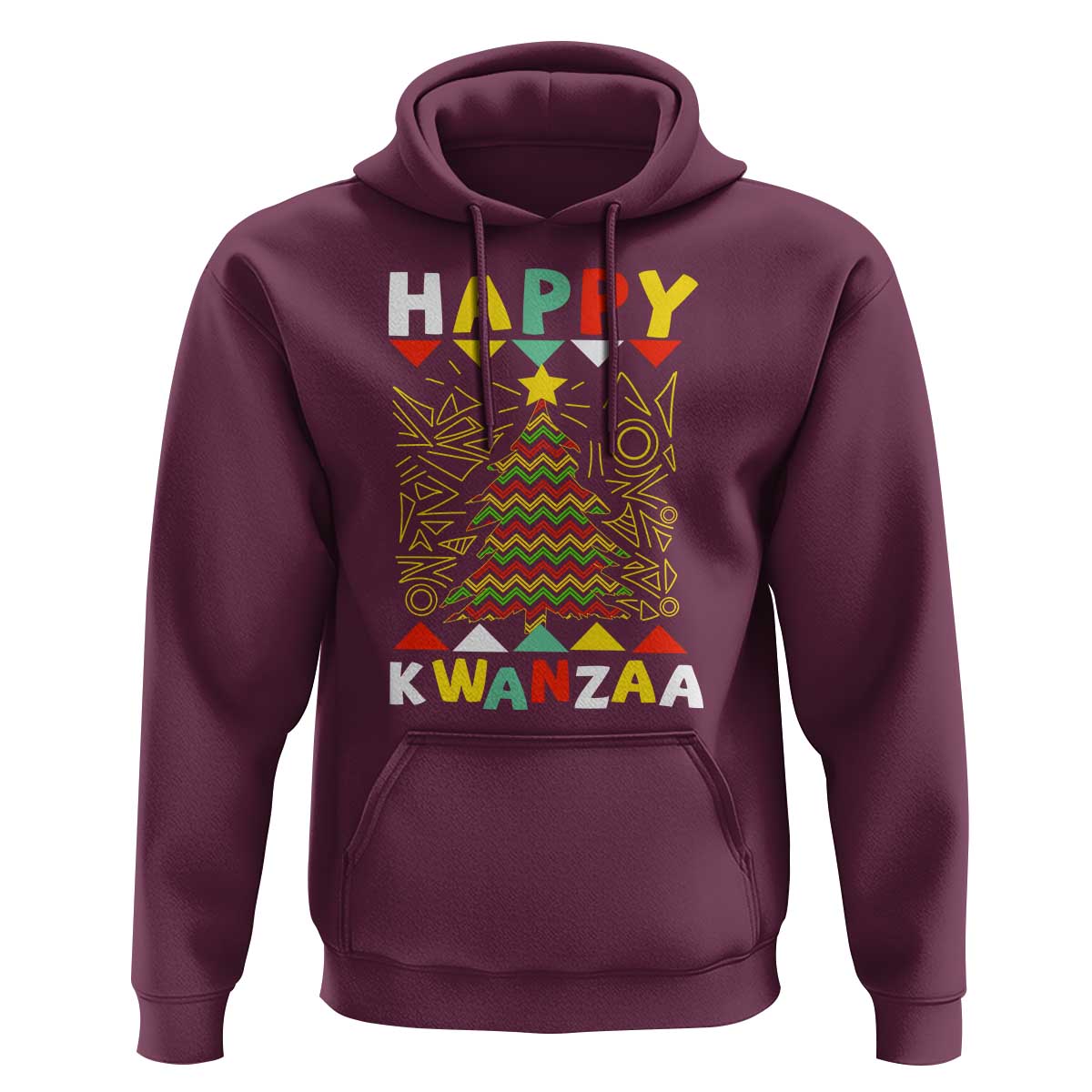 Happy Kwanzaa Christmas Hoodie African American Holiday Christmas Tree - Wonder Print Shop