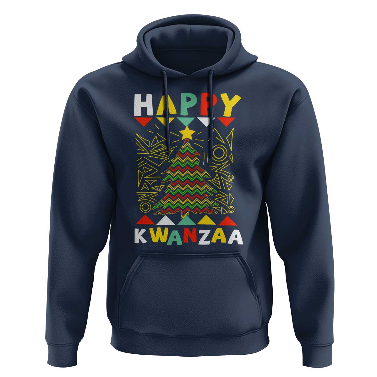 Happy Kwanzaa Christmas Hoodie African American Holiday Christmas Tree - Wonder Print Shop