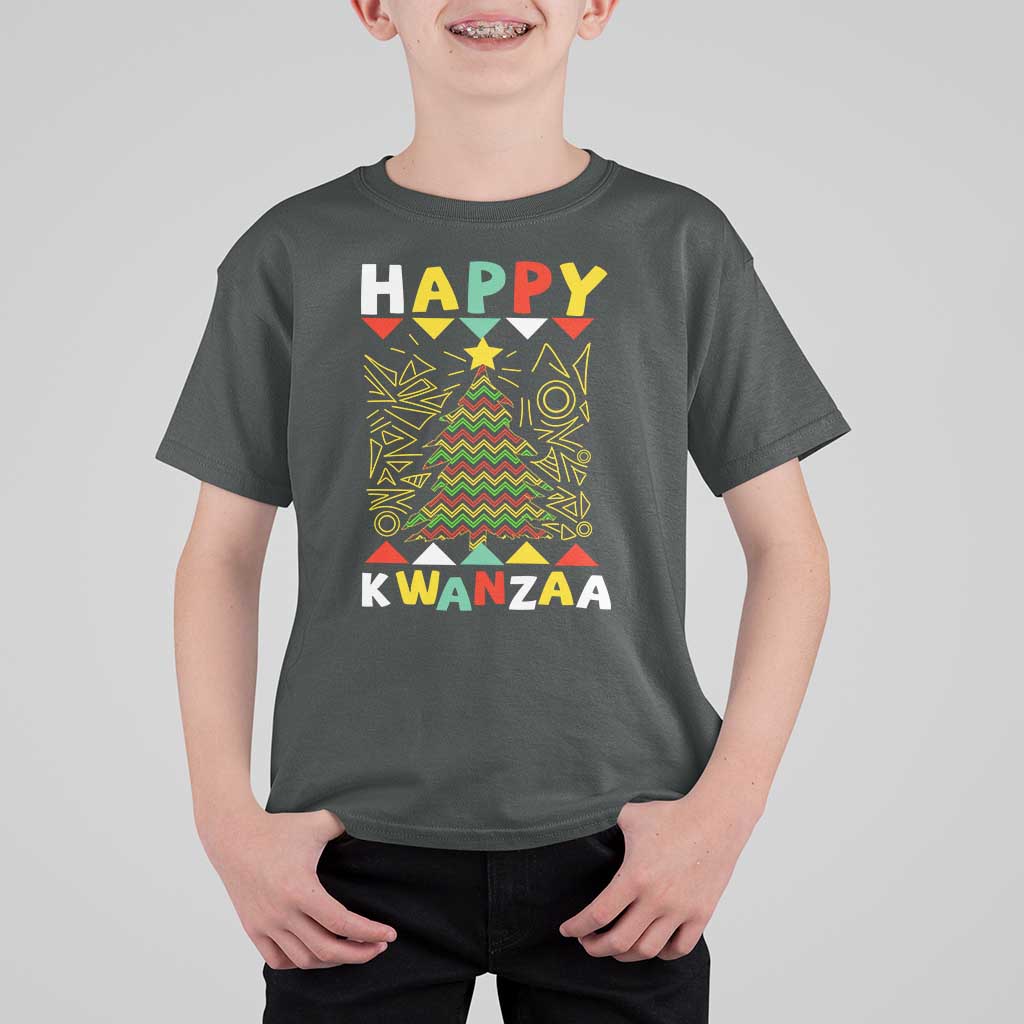 Happy Kwanzaa Christmas T Shirt For Kid African American Holiday Christmas Tree - Wonder Print Shop