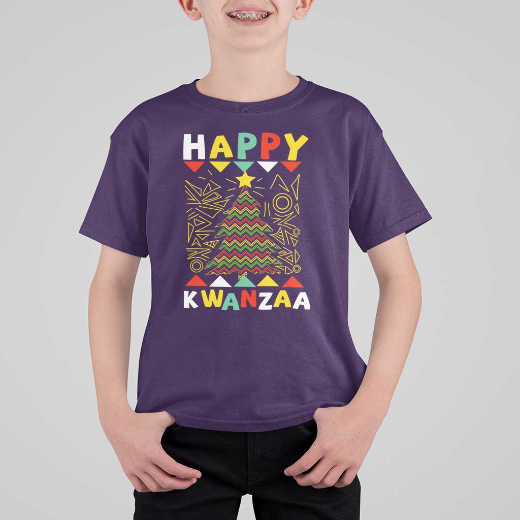 Happy Kwanzaa Christmas T Shirt For Kid African American Holiday Christmas Tree - Wonder Print Shop