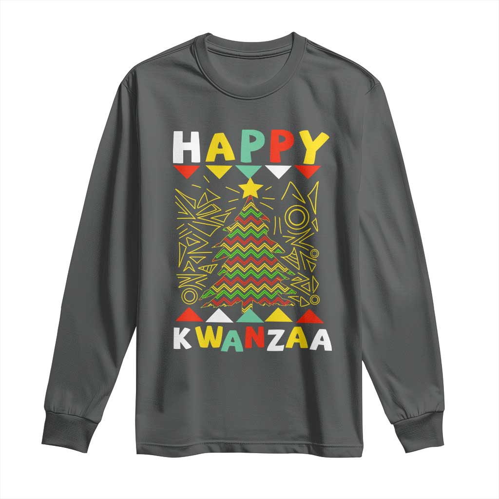 Happy Kwanzaa Christmas Long Sleeve Shirt African American Holiday Christmas Tree - Wonder Print Shop