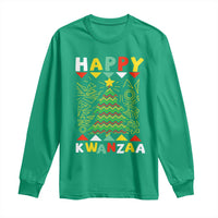 Happy Kwanzaa Christmas Long Sleeve Shirt African American Holiday Christmas Tree - Wonder Print Shop