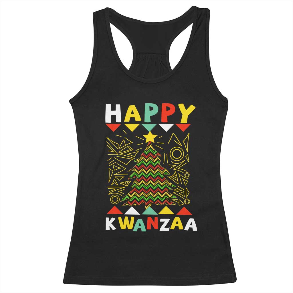 Happy Kwanzaa Christmas Racerback Tank Top African American Holiday Christmas Tree - Wonder Print Shop