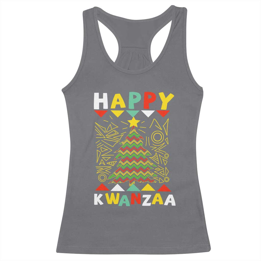 Happy Kwanzaa Christmas Racerback Tank Top African American Holiday Christmas Tree - Wonder Print Shop