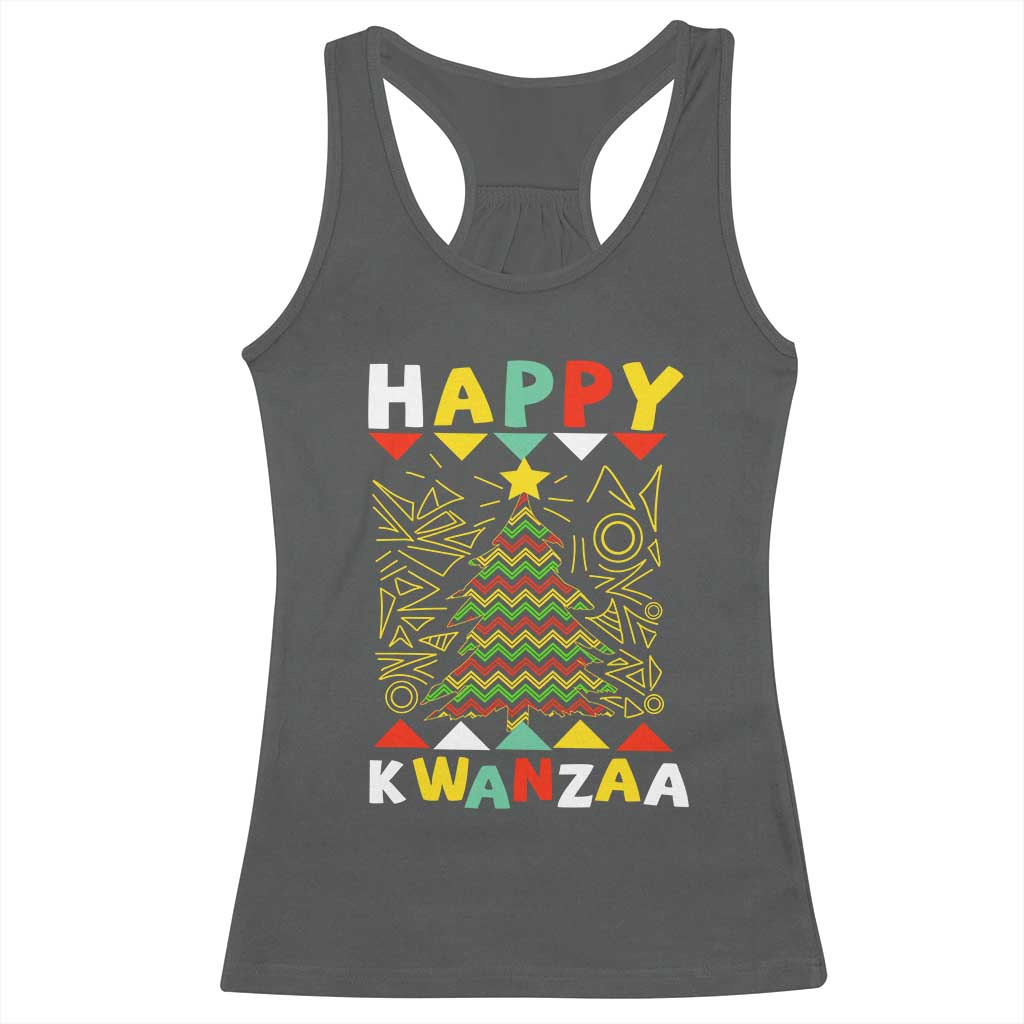 Happy Kwanzaa Christmas Racerback Tank Top African American Holiday Christmas Tree - Wonder Print Shop