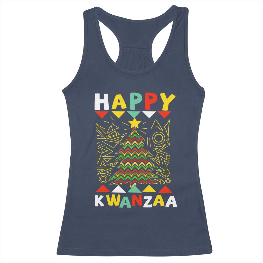 Happy Kwanzaa Christmas Racerback Tank Top African American Holiday Christmas Tree - Wonder Print Shop