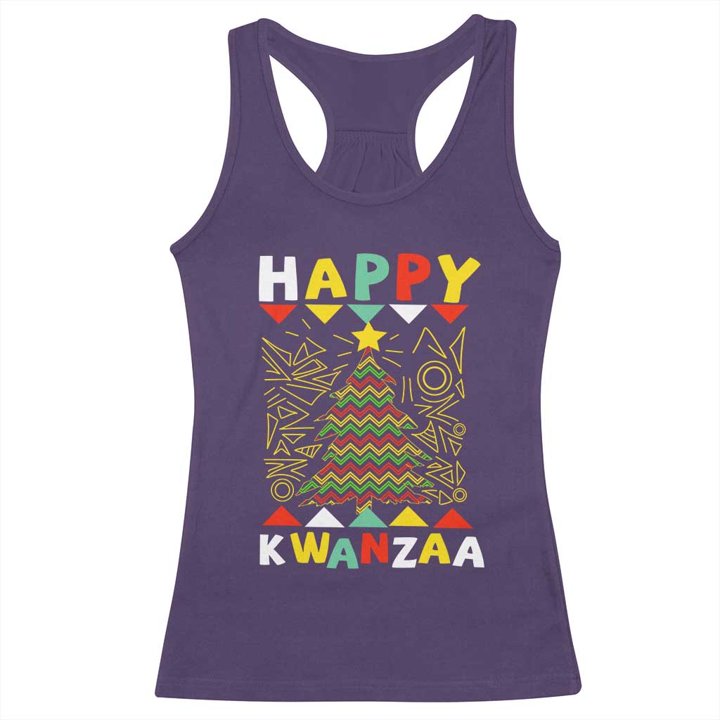 Happy Kwanzaa Christmas Racerback Tank Top African American Holiday Christmas Tree - Wonder Print Shop