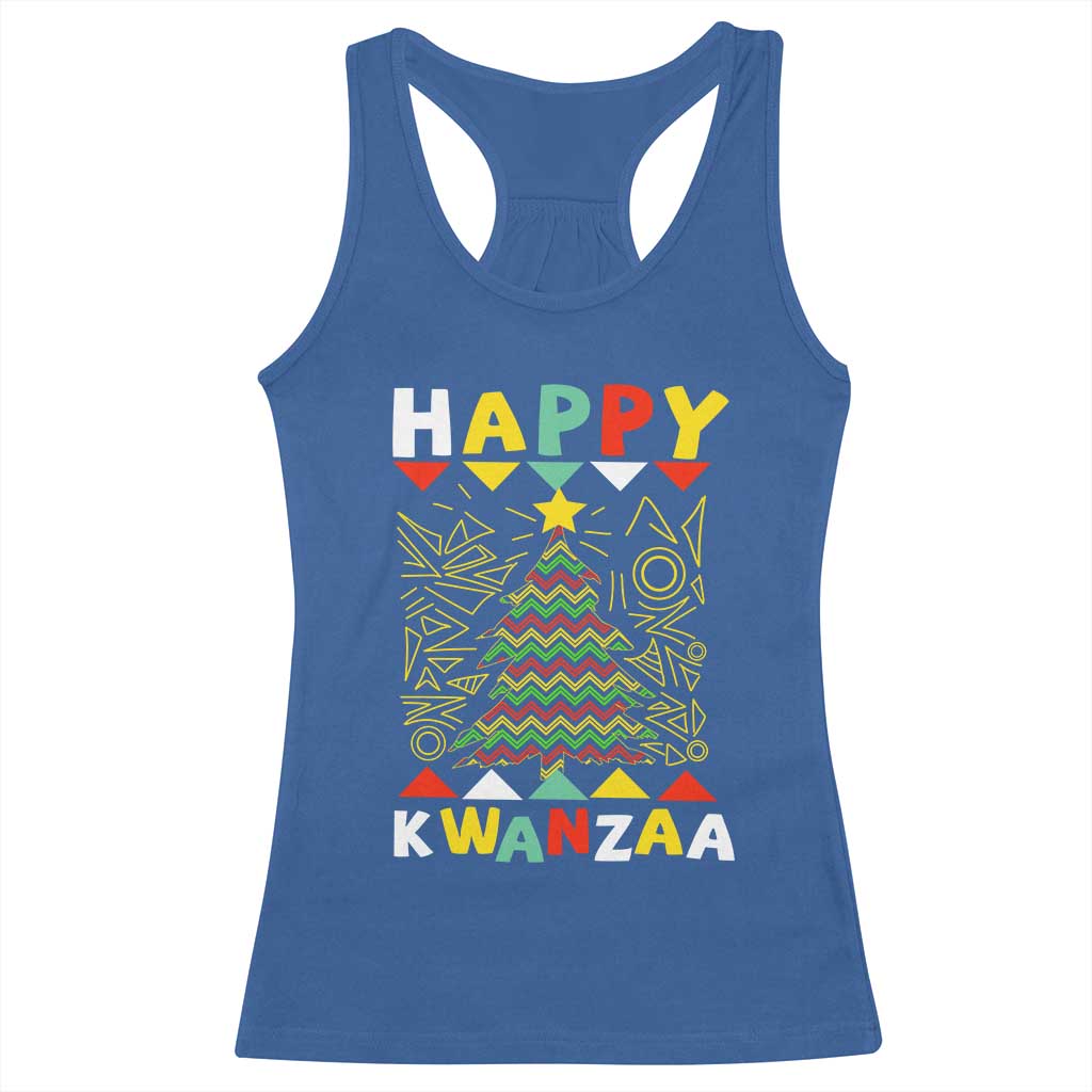 Happy Kwanzaa Christmas Racerback Tank Top African American Holiday Christmas Tree - Wonder Print Shop