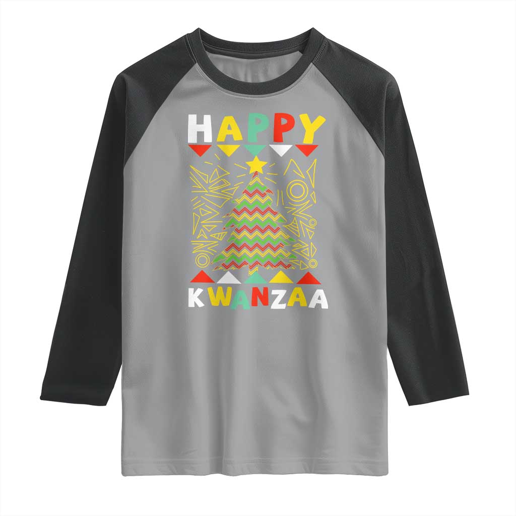 Happy Kwanzaa Christmas Raglan Shirt African American Holiday Christmas Tree - Wonder Print Shop