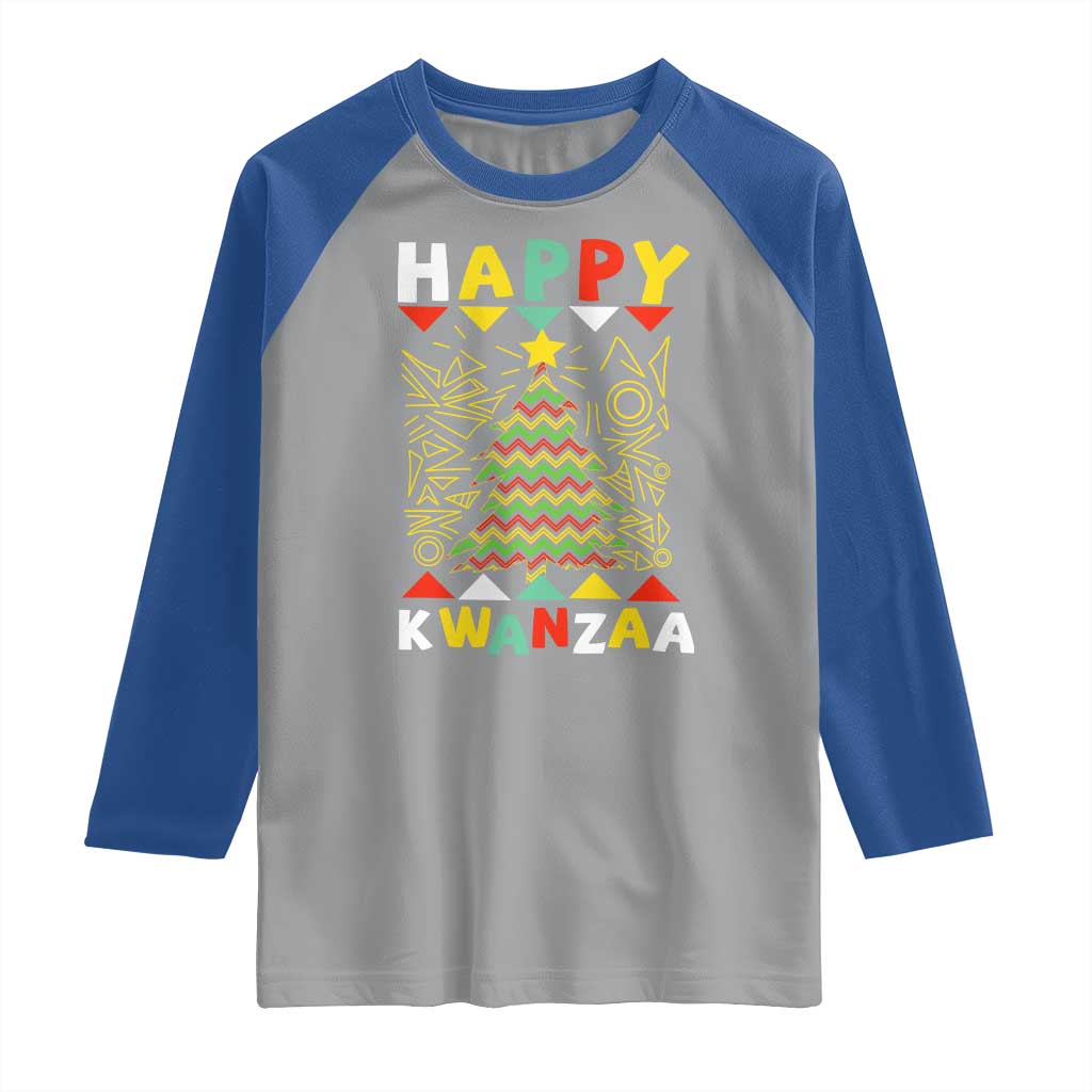 Happy Kwanzaa Christmas Raglan Shirt African American Holiday Christmas Tree - Wonder Print Shop