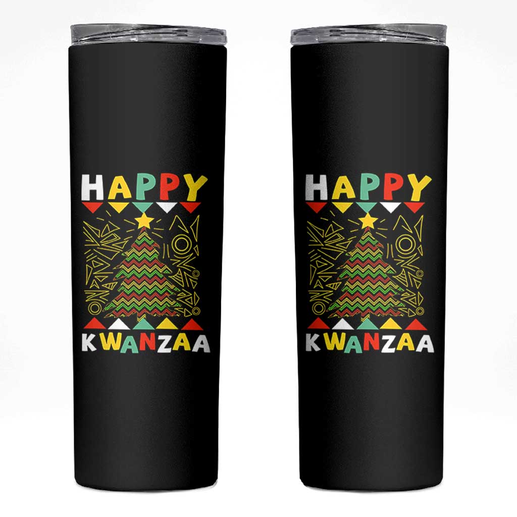 Happy Kwanzaa Christmas Skinny Tumbler African American Holiday Christmas Tree - Wonder Print Shop