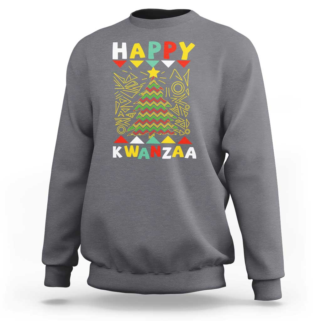 Happy Kwanzaa Christmas Sweatshirt African American Holiday Christmas Tree - Wonder Print Shop