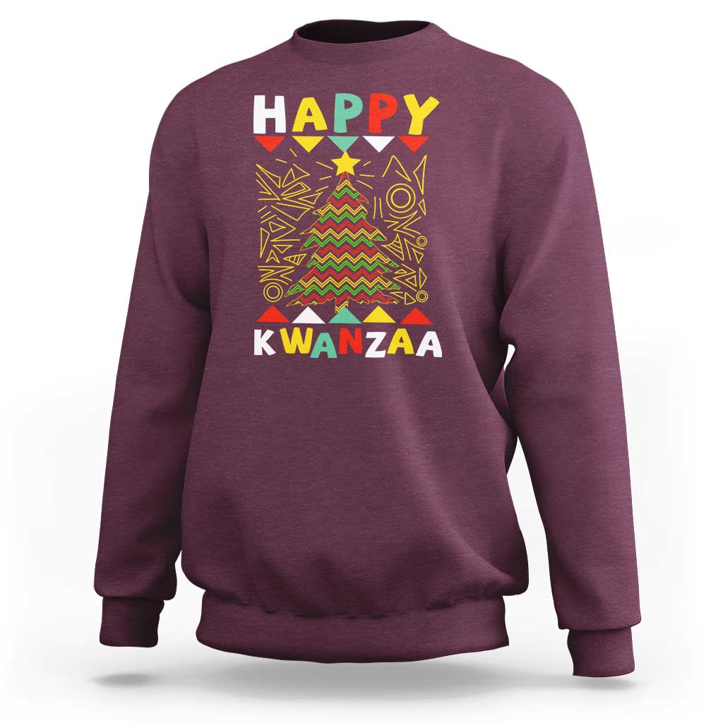 Happy Kwanzaa Christmas Sweatshirt African American Holiday Christmas Tree - Wonder Print Shop