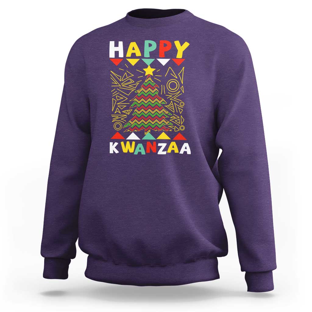 Happy Kwanzaa Christmas Sweatshirt African American Holiday Christmas Tree - Wonder Print Shop