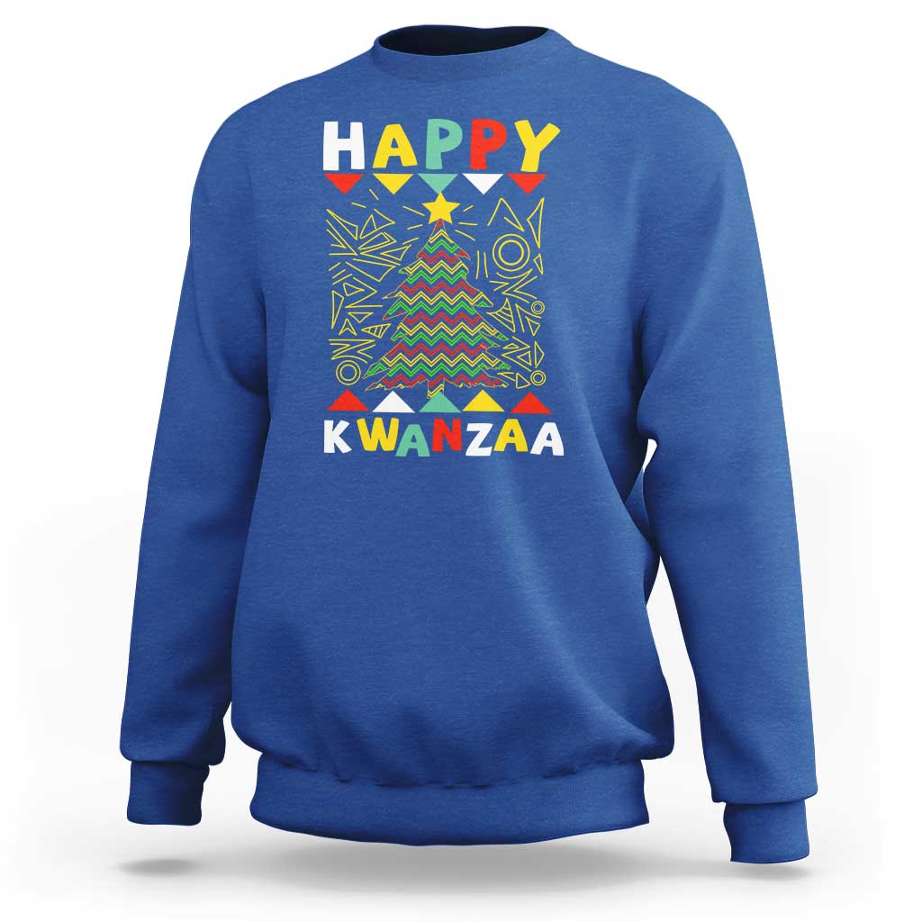 Happy Kwanzaa Christmas Sweatshirt African American Holiday Christmas Tree - Wonder Print Shop