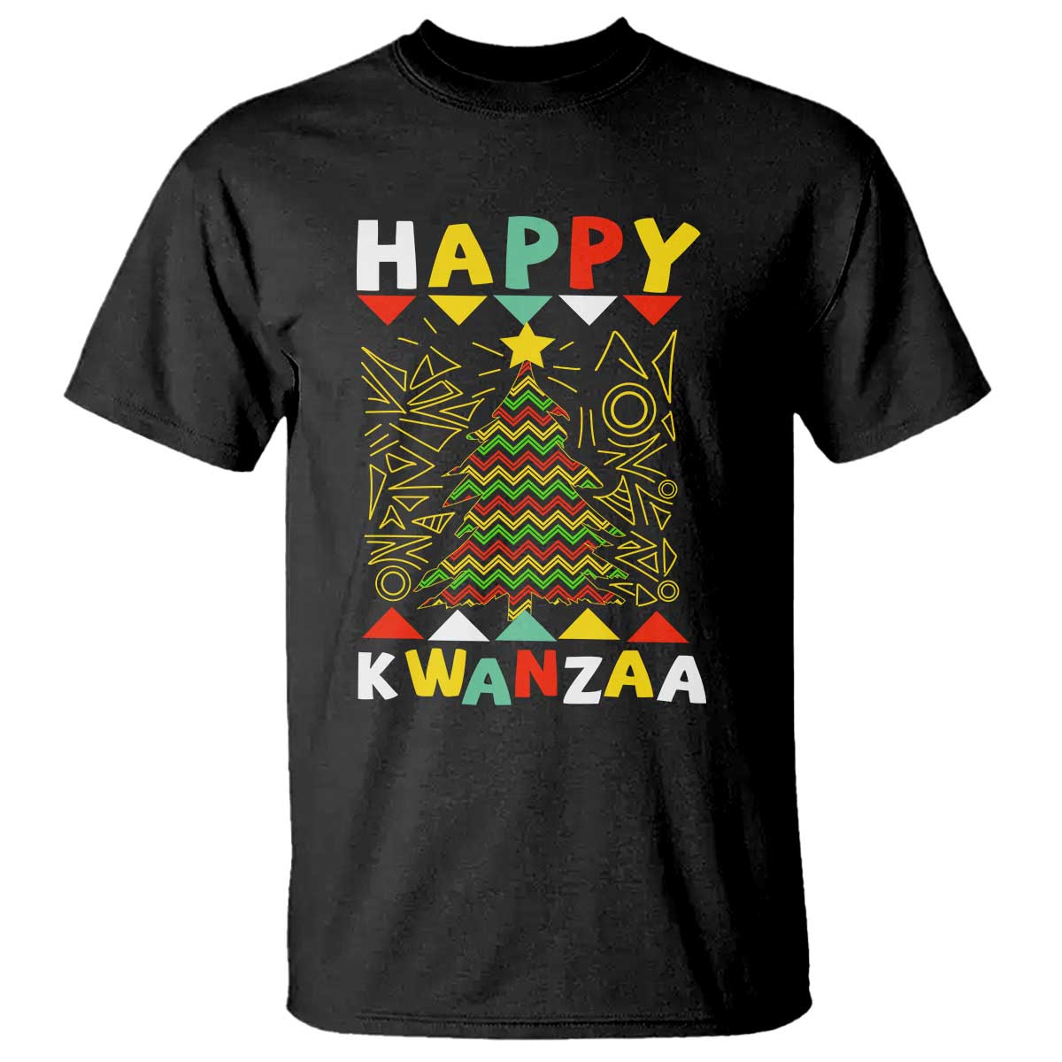 Happy Kwanzaa Christmas T Shirt African American Holiday Christmas Tree - Wonder Print Shop