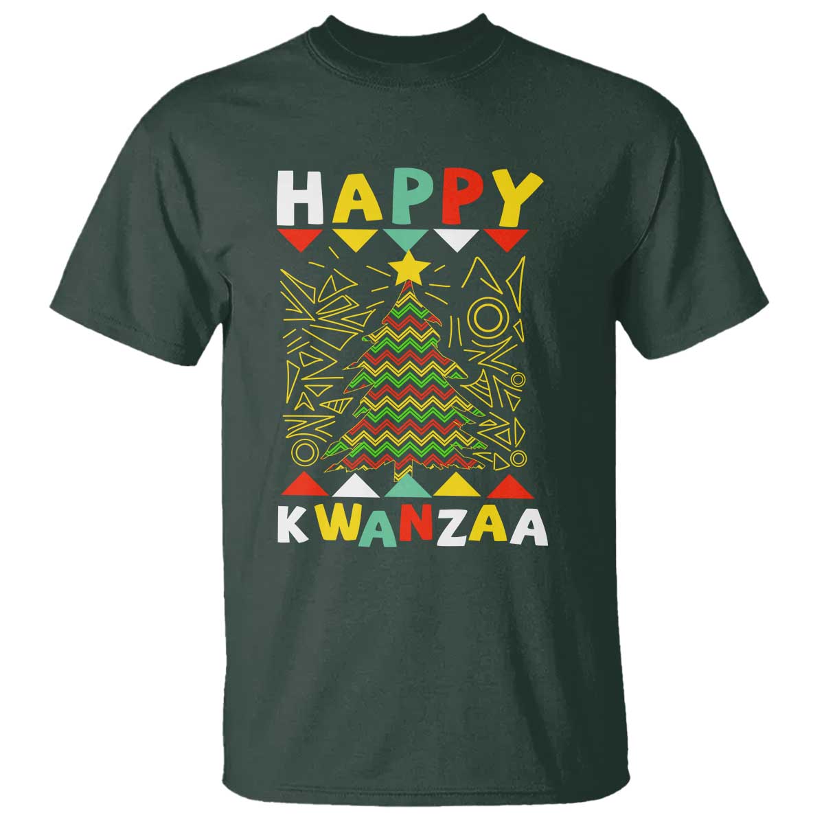 Happy Kwanzaa Christmas T Shirt African American Holiday Christmas Tree - Wonder Print Shop