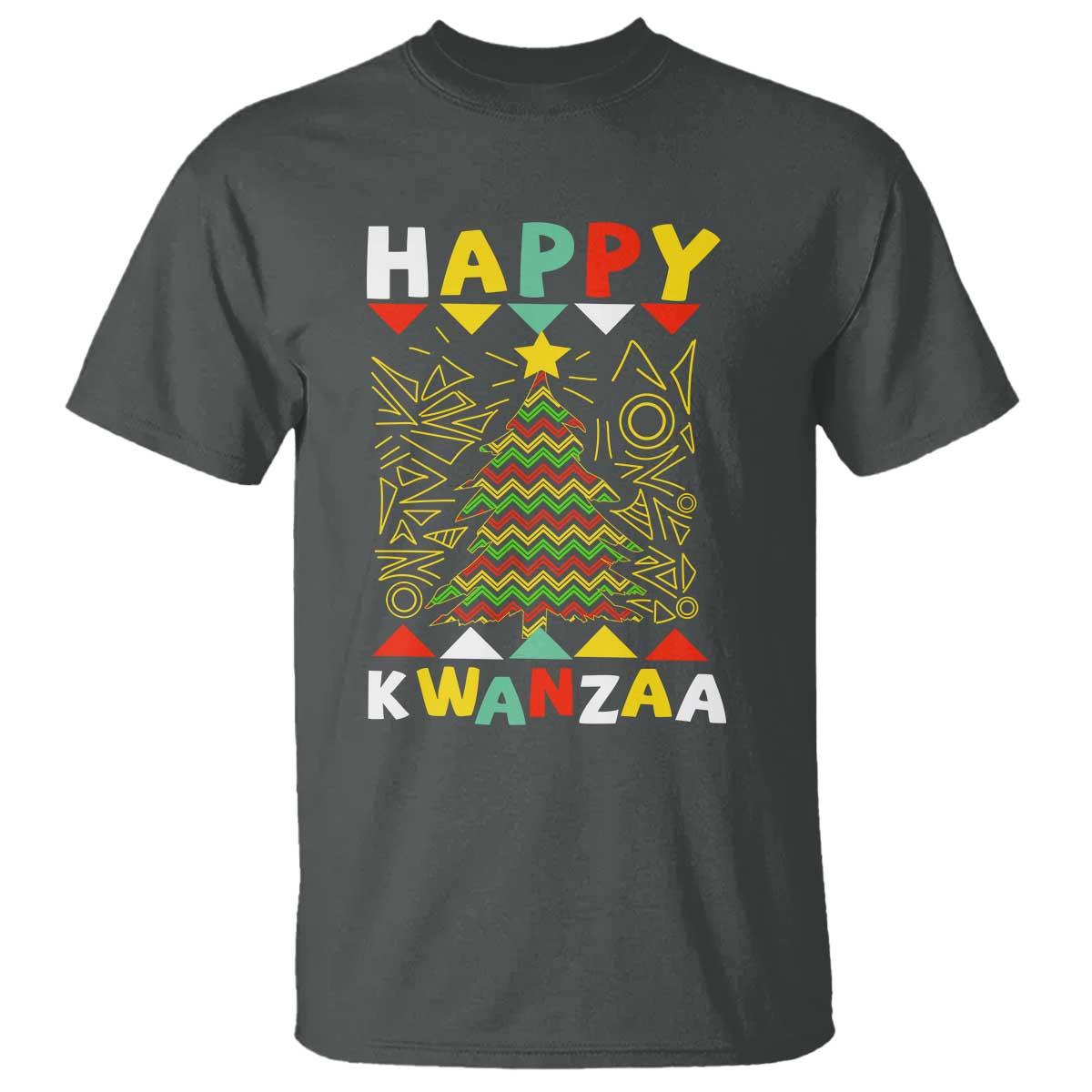 Happy Kwanzaa Christmas T Shirt African American Holiday Christmas Tree - Wonder Print Shop