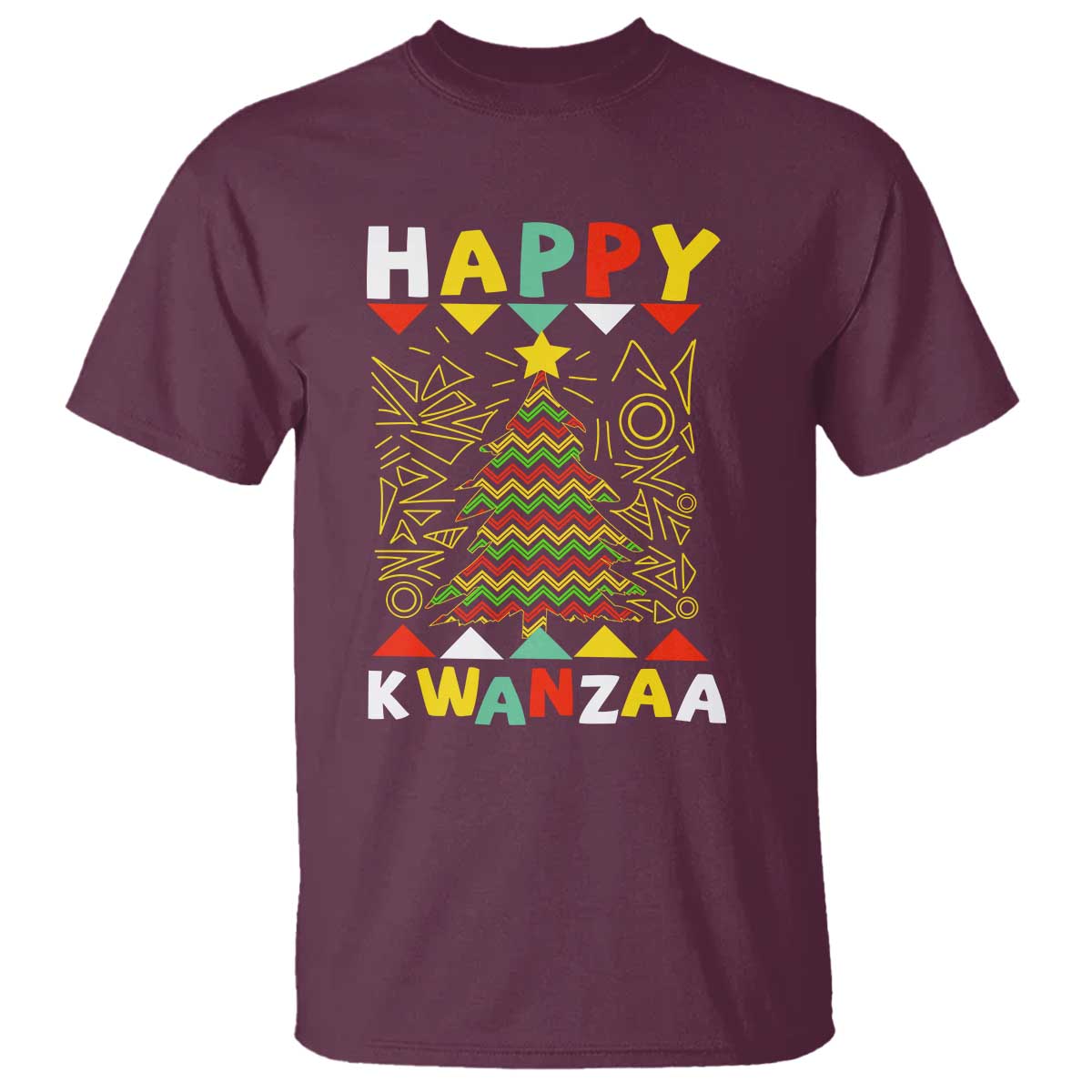 Happy Kwanzaa Christmas T Shirt African American Holiday Christmas Tree - Wonder Print Shop