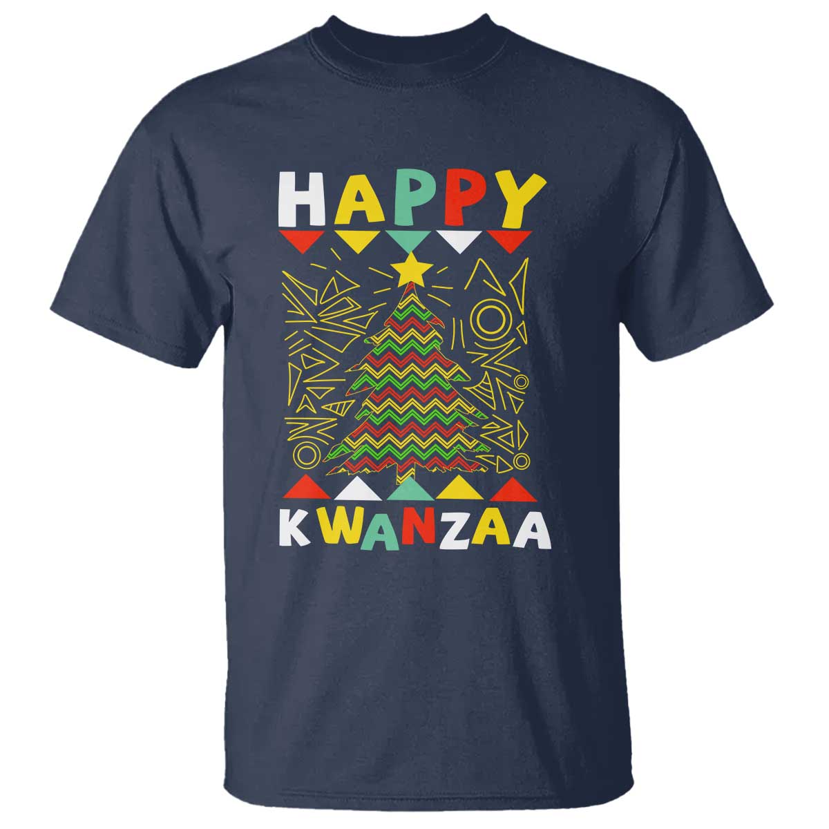 Happy Kwanzaa Christmas T Shirt African American Holiday Christmas Tree - Wonder Print Shop