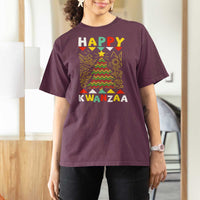 Happy Kwanzaa Christmas T Shirt For Women African American Holiday Christmas Tree - Wonder Print Shop