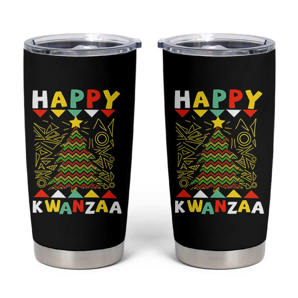 Happy Kwanzaa Christmas Tumbler Cup African American Holiday Christmas Tree - Wonder Print Shop