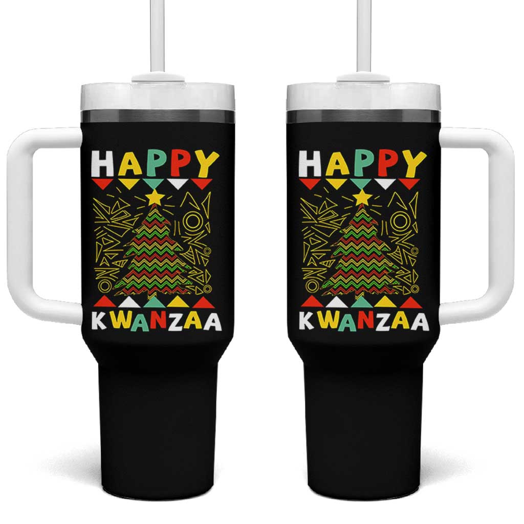 Happy Kwanzaa Christmas Tumbler With Handle African American Holiday Christmas Tree - Wonder Print Shop