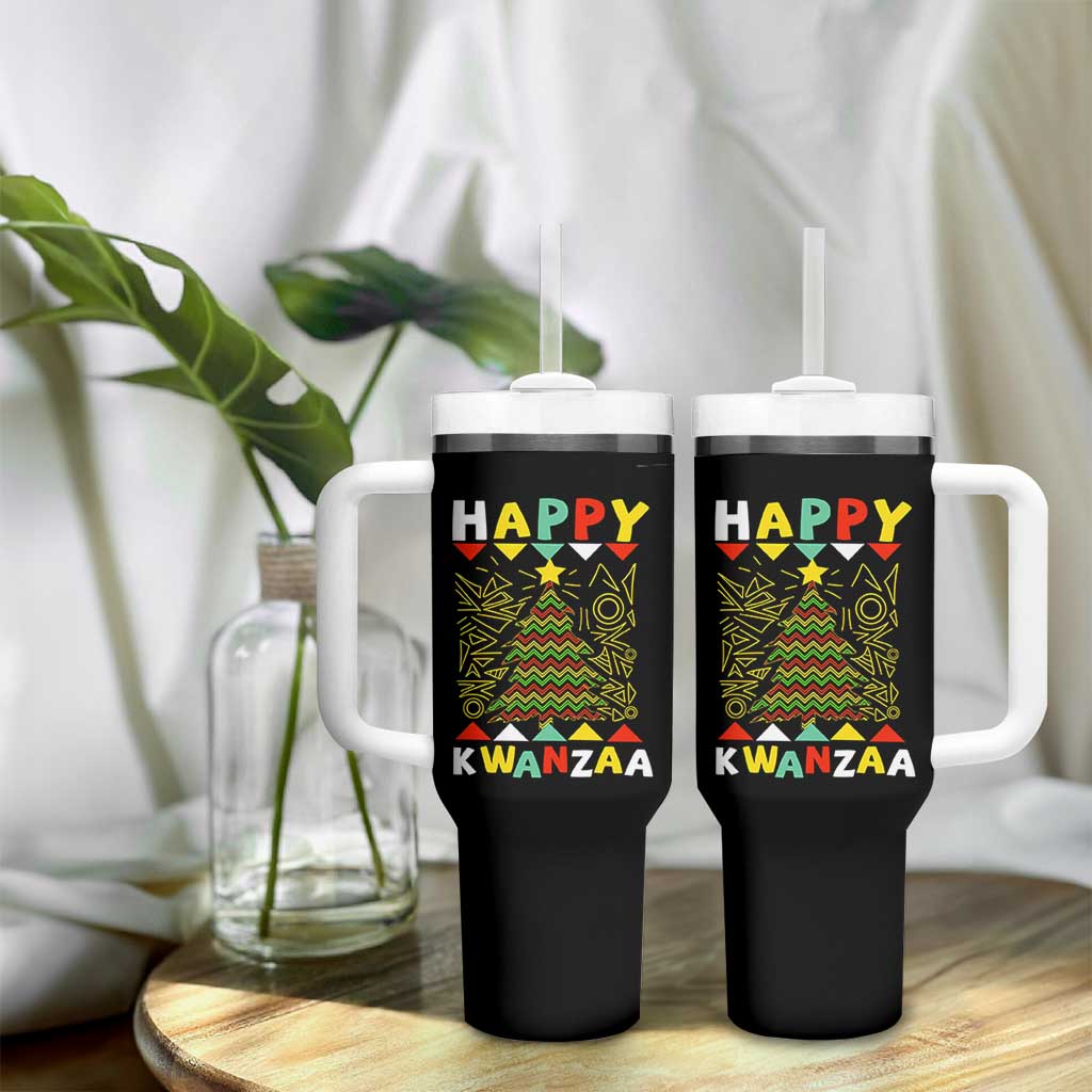 Happy Kwanzaa Christmas Tumbler With Handle African American Holiday Christmas Tree - Wonder Print Shop