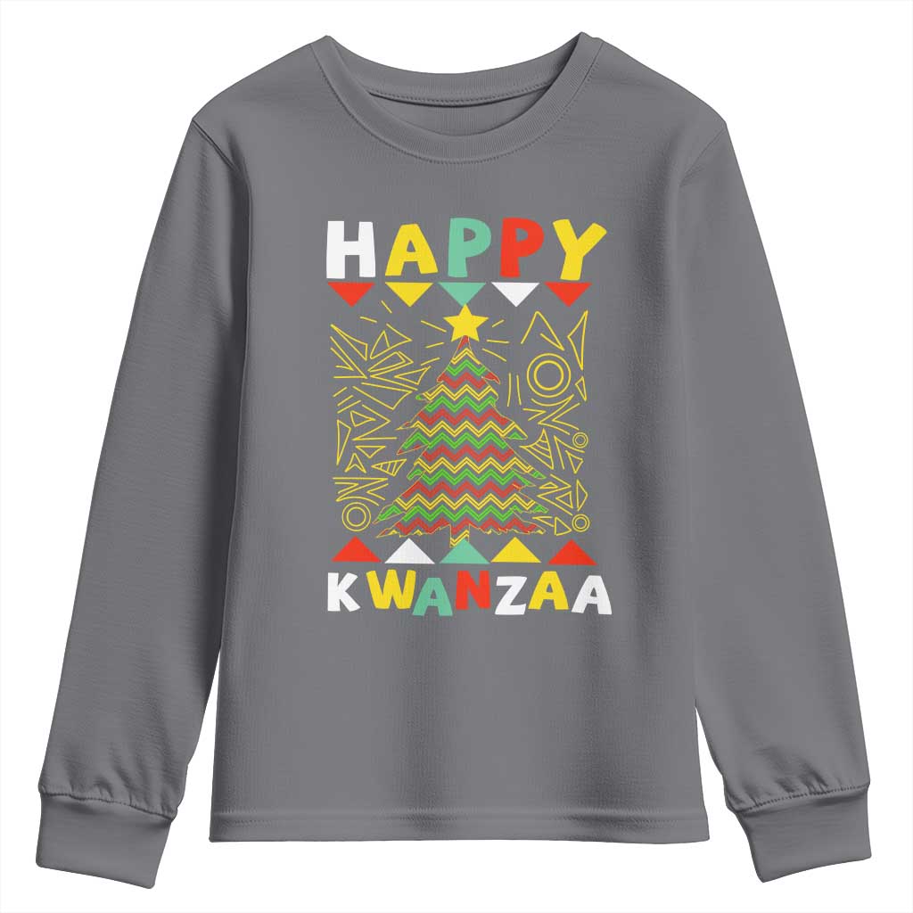Happy Kwanzaa Christmas Youth Sweatshirt African American Holiday Christmas Tree - Wonder Print Shop