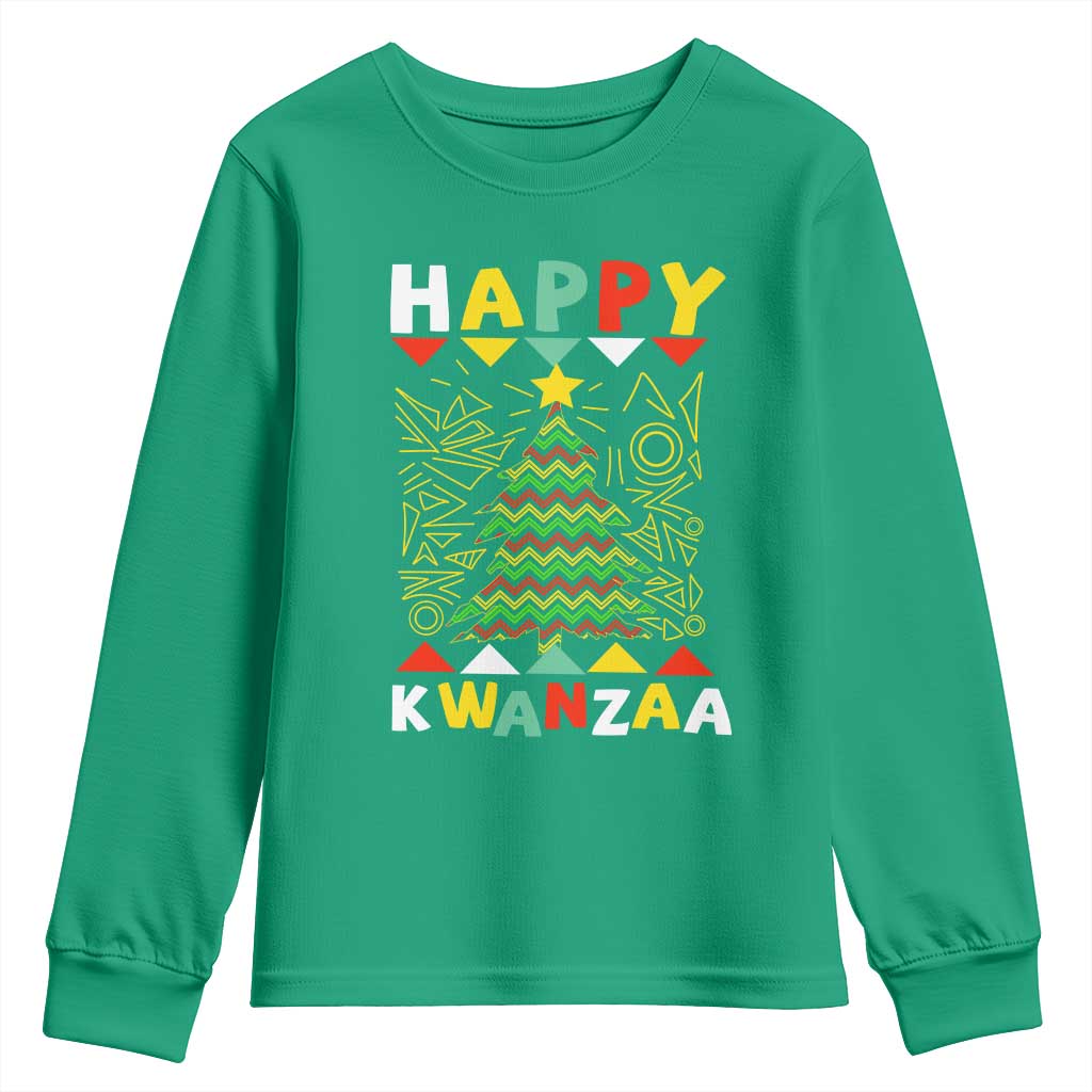 Happy Kwanzaa Christmas Youth Sweatshirt African American Holiday Christmas Tree - Wonder Print Shop