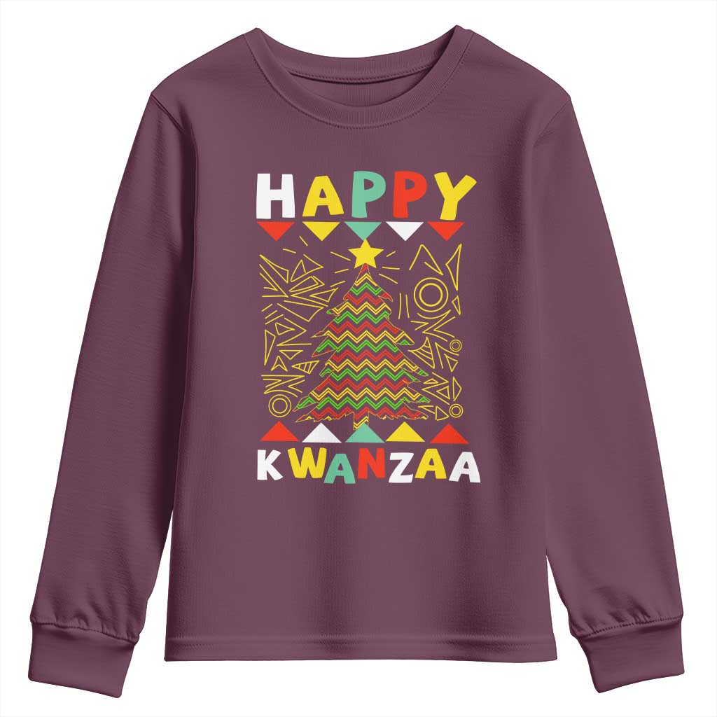 Happy Kwanzaa Christmas Youth Sweatshirt African American Holiday Christmas Tree - Wonder Print Shop