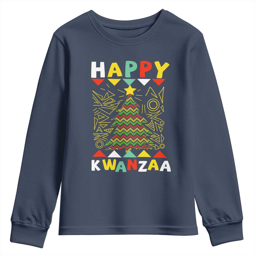 Happy Kwanzaa Christmas Youth Sweatshirt African American Holiday Christmas Tree - Wonder Print Shop