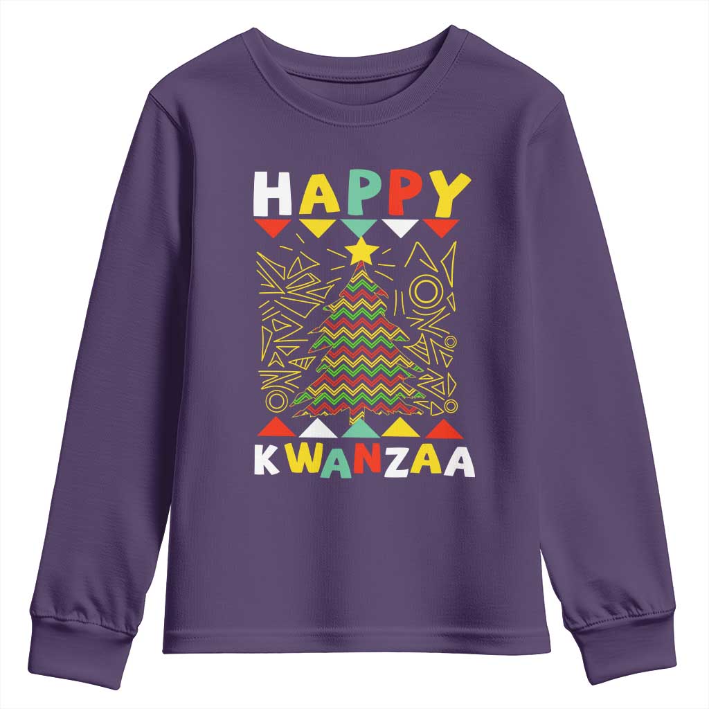 Happy Kwanzaa Christmas Youth Sweatshirt African American Holiday Christmas Tree - Wonder Print Shop