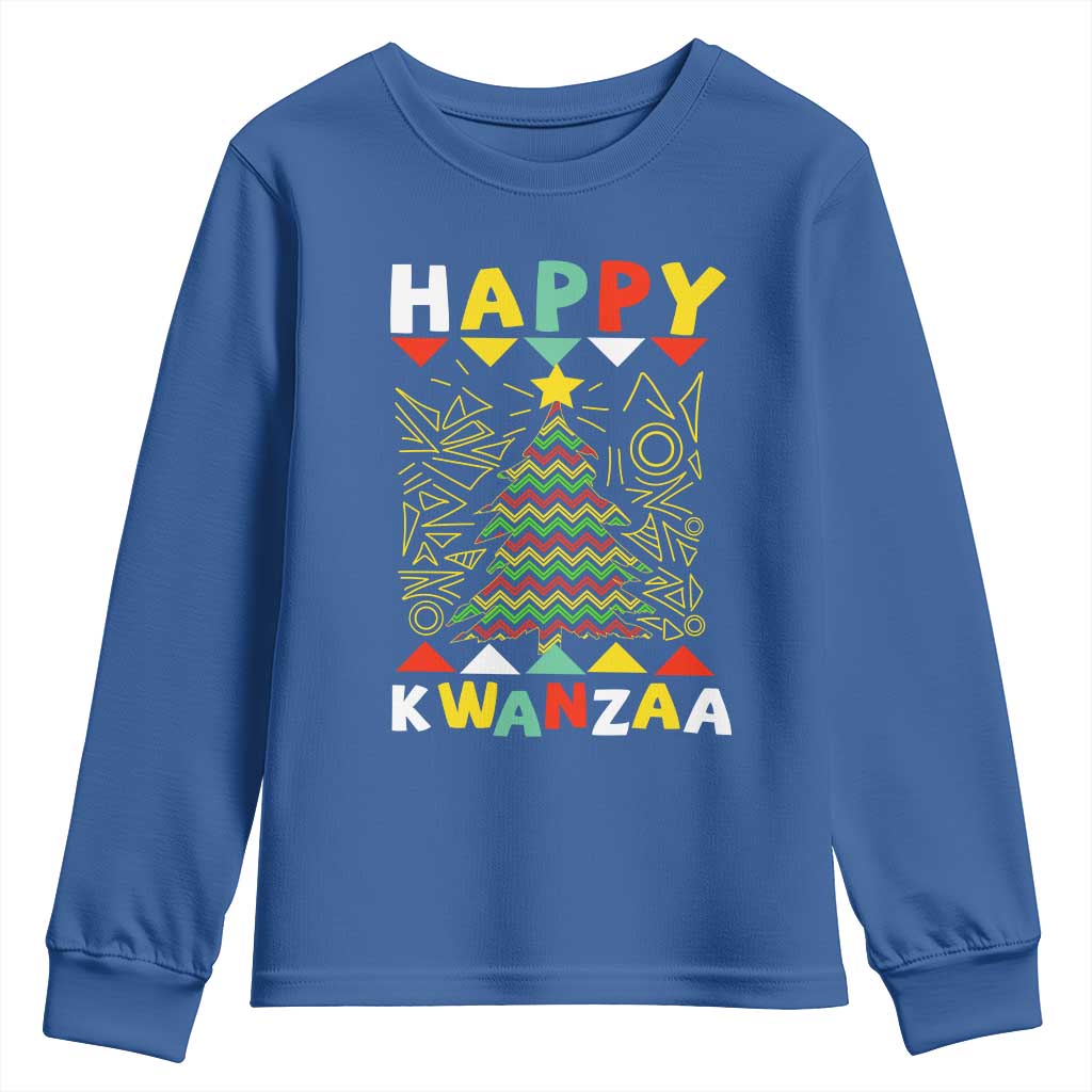 Happy Kwanzaa Christmas Youth Sweatshirt African American Holiday Christmas Tree - Wonder Print Shop