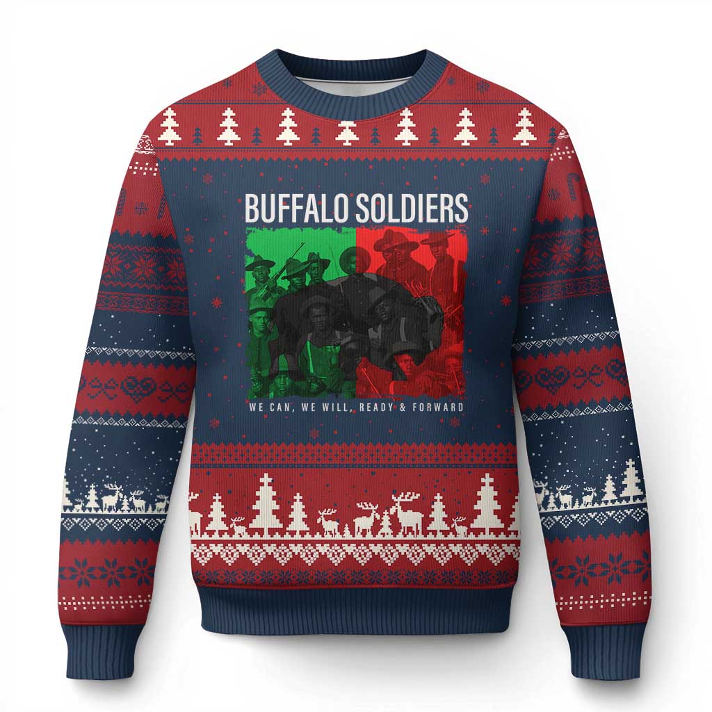 Buffalo Soldiers Ugly Christmas Sweater 9th and 10th Cavalry Afro African American Heros - Wonder Print Shop