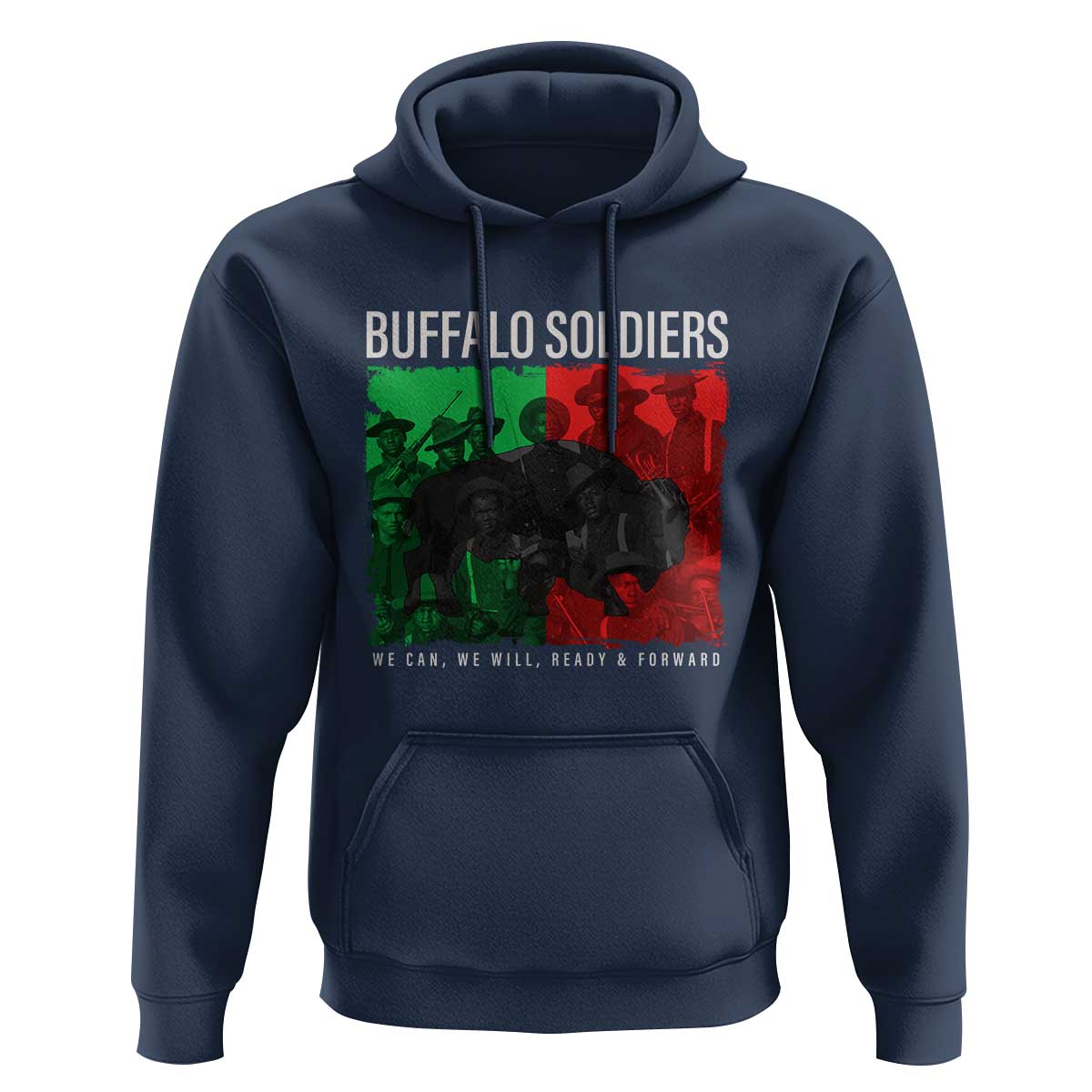 Buffalo Soldiers Hoodie 9th and 10th Cavalry Afro African American Heros - Wonder Print Shop