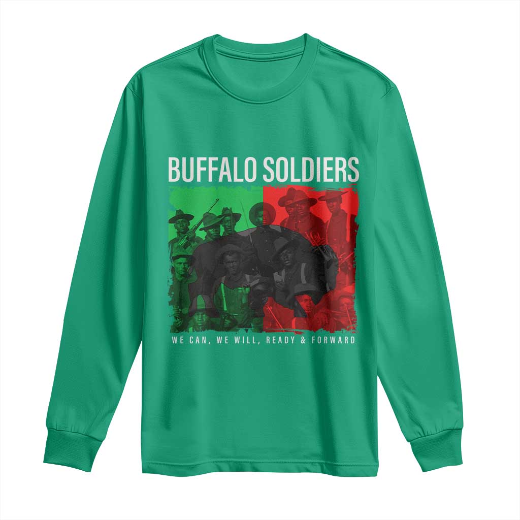 Buffalo Soldiers Long Sleeve Shirt 9th and 10th Cavalry Afro African American Heros - Wonder Print Shop