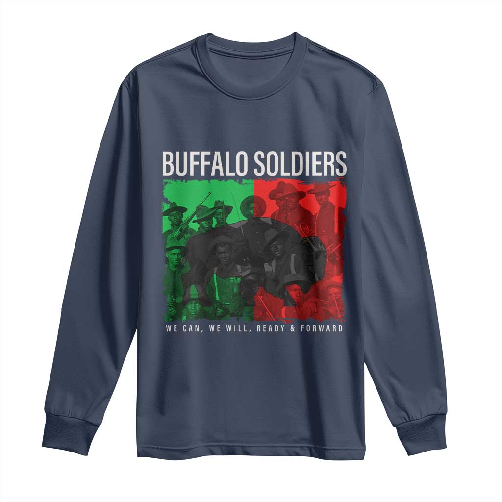 Buffalo Soldiers Long Sleeve Shirt 9th and 10th Cavalry Afro African American Heros - Wonder Print Shop