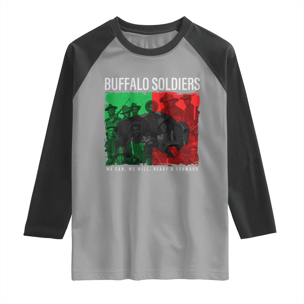 Buffalo Soldiers Raglan Shirt 9th and 10th Cavalry Afro African American Heros - Wonder Print Shop