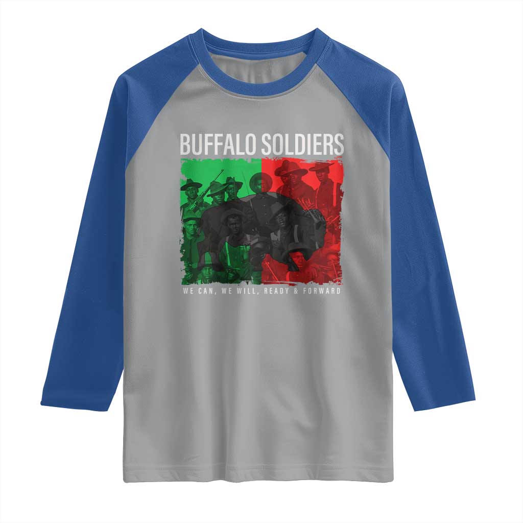 Buffalo Soldiers Raglan Shirt 9th and 10th Cavalry Afro African American Heros - Wonder Print Shop