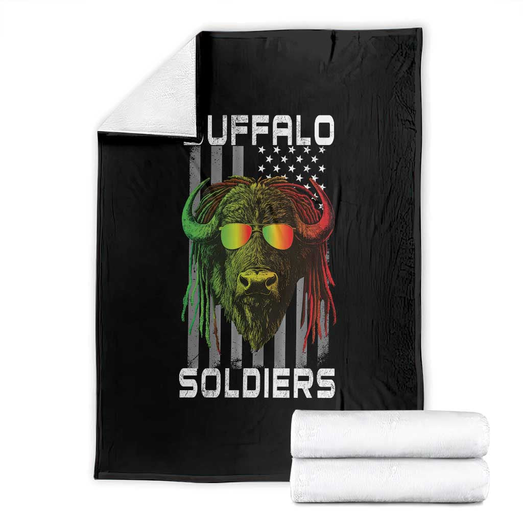 Retro Buffalo Soldiers Throw Blanket 9th and 10th Cavalry African American Heros USA Flag - Wonder Print Shop