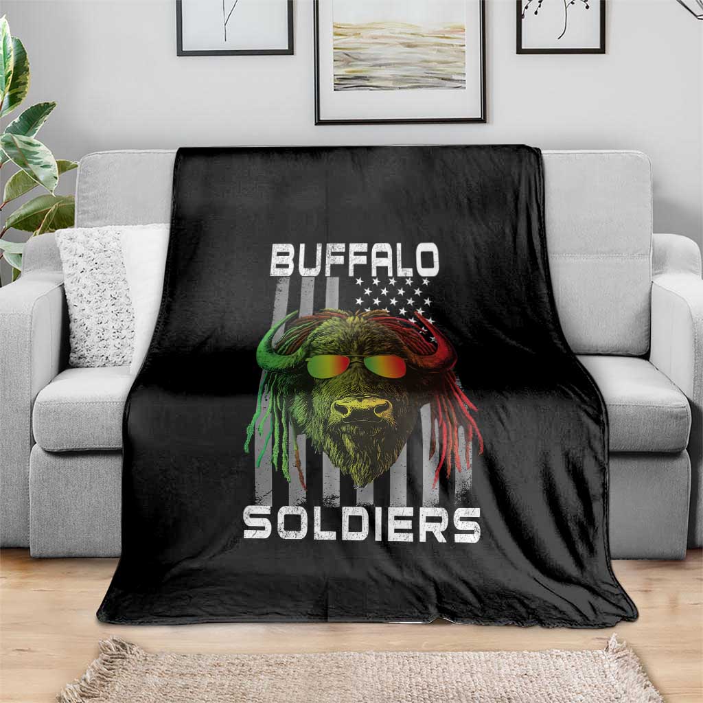 Retro Buffalo Soldiers Throw Blanket 9th and 10th Cavalry African American Heros USA Flag - Wonder Print Shop